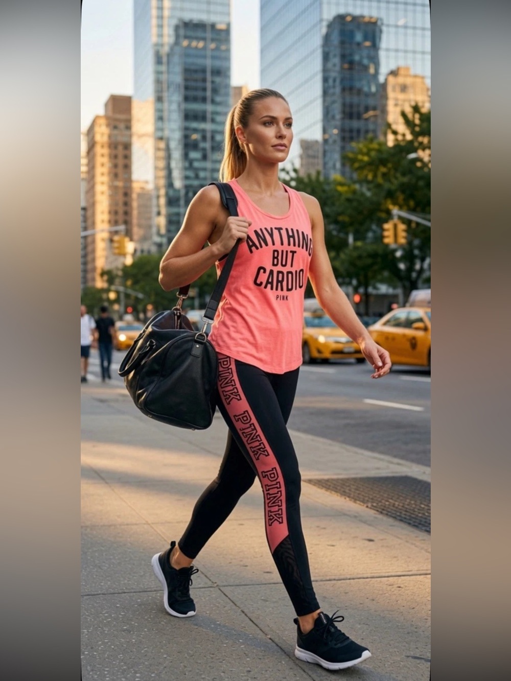 Pink Victoria’s Secret Athleisure 2PC  Tank Lagging’s Set Spellout Logo SZ.S